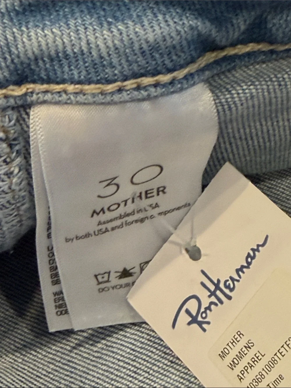 MOTHER Washed Light Blue Straight Jeans 30 NWT Double Pocket high waisted